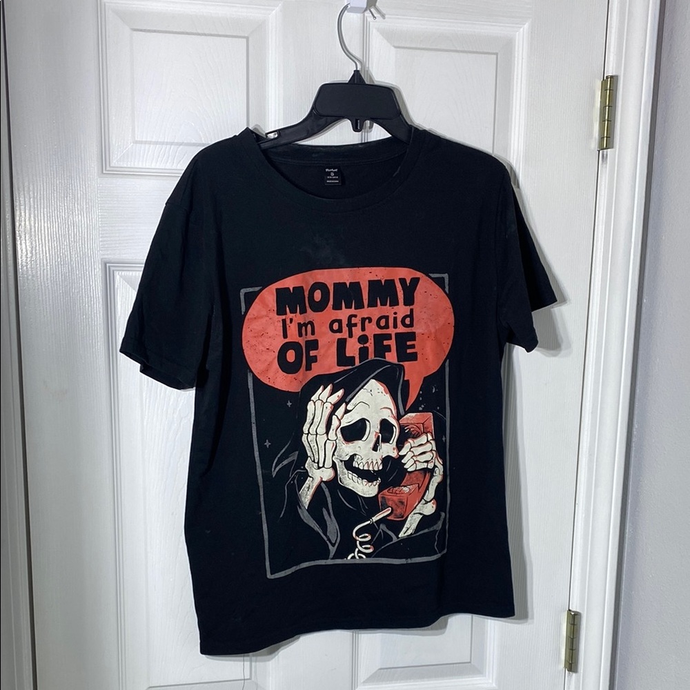 ROMWE Black and Red Panda Graphic Short Sleeve Tee, A-019